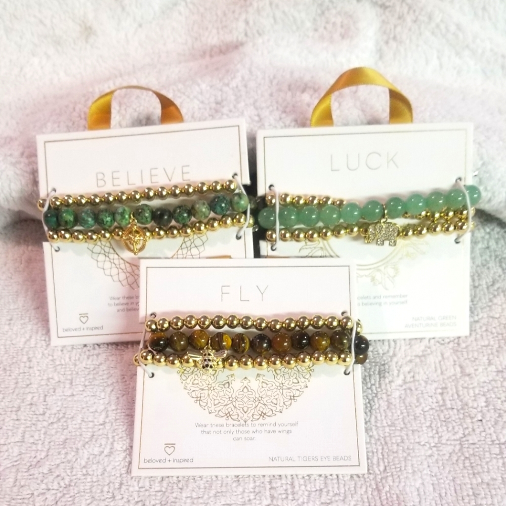 Set of 3 Beloved + Inspired braclets